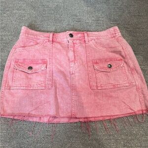 Aerie Pink Frayed Mini Skirt